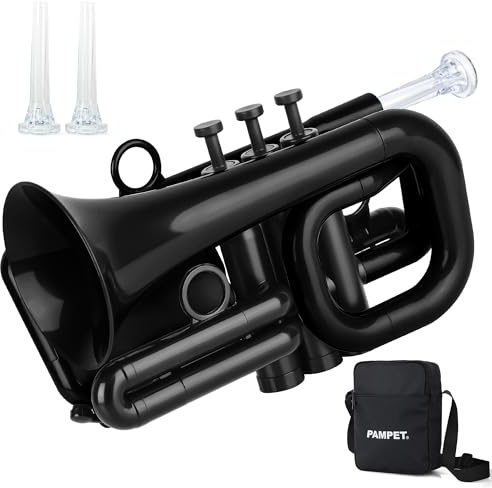PAMPET Dolphin Pocket Trompete Kunststoff Bb Trompete Standard Trompete für Schüler Anfänger Bb Trompeten Instrument (Schwarz)