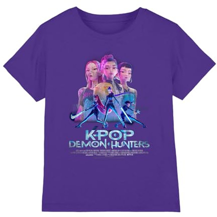 Kpop Demon Hunters Unisex Kids K-pop Demon Hunters - Huntrix Huntr/X Billboard Poster Kids T Shirt T-Shirt (Pack of 1)