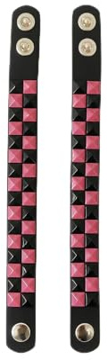 BAGANO 2er Set Punk Armband Schwarz Pink – Nieten Armbänder für Damen & Herren – Festival Schmuck Accessoire Rock Gothic Emo