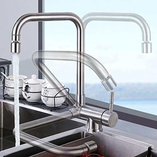 HYHJYMG Küchenspüle Mischer Hahn Faltung innen Fenster Edelstahl gebürstet Schwenkkange heiß und kalt Waschbecken Wasserhahn Küchenarmatur