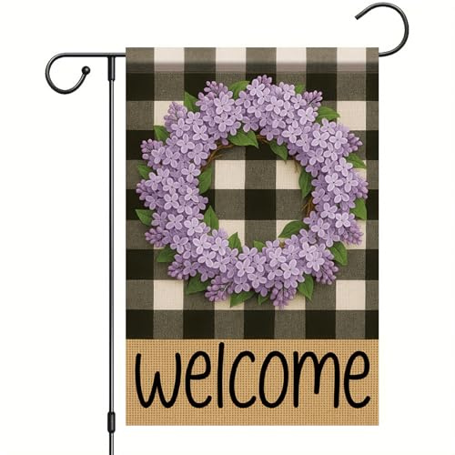 Flor Lila Flag Robusta Bandera De Jardín Resistente Al Clima Banderas Para Barra Interior Balcón 30X45Cm