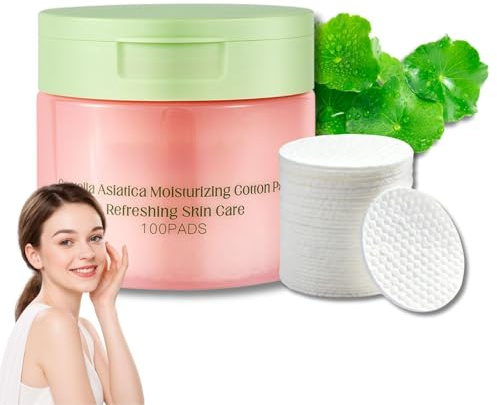 Toner Pads,Feuchtigkeitsspendende Pads mit Centella Serum zur Porenverfeinernd & glättend,Centella Toner Wattepads für Gesicht,Aufhellende Baumwollpads für die tägliche Hautpflege,100 Stück