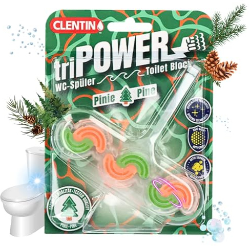 CLENTIN WC Stein Duftspüler 12 St x 45g Pinie - WC Reiniger 1.800 Spülgänge - Duftsteine für extra Frische und eine sichtbare Reinigung