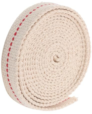 HOMSFOU Mèche Plate en Coton 1,5 Cm de Largeur, 2 Mètres, pour Lampes à Pétrole et Lanternes Tempête, Mèche de Lampe à Huile Solide pour Camping et Éclairage Extérieur