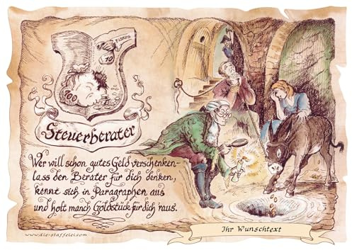 Die Staffelei Geschenk Steuerberater A4 (29,7cm x 21cm) | Witziges Gedicht mit liebevoller Zeichnung auf hochwertigem Papier/besondere Geschenkidee