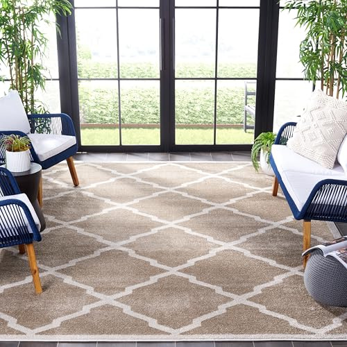 SAFAVIEH Area Rug 8x10 - Amherst Collection - Large - Wheat & Beige, Moroccan Trellis Pattern, Non-Shedding & Easy Cleaning, Ideal for Living Room, Bedroom, Office, Dining Space (AMT421S)