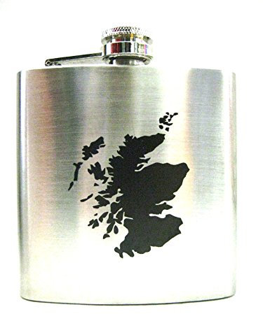 Art Pewter Luxury 6oz Stainless Steel Scottish Hip Flask - Map of Scotland Design