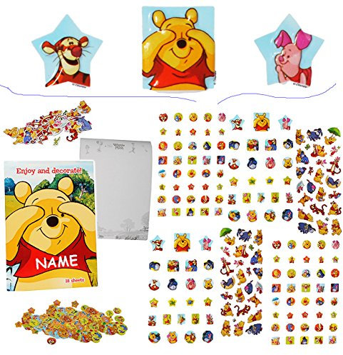 alles-meine.de GmbH 500 TLG. XXL Set: Sticker & Malblock - Winnie The Pooh - incl. Name - 3-D Aufkleber & Normale - mit AusmalBlock - groß Puuh Tigger Teddy Bär Ferkel - Ausm..