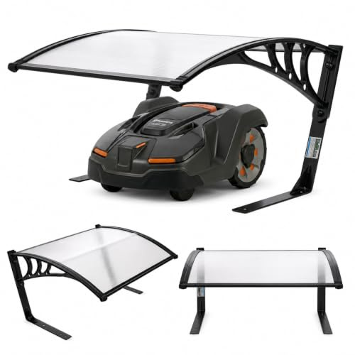 TRUTZHOLM Mähroboter Garage 102x79x46 cm | Rasenroboter Automower Carport, wetterfest & UV-Schutz, mit Metallfüßen & Bodenanker, inkl. Montagematerial