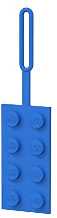IQ Lego Iconic Blue Brick (52001) Silikon-Gepäckanhänger für Koffer, Rucksack – ikonisch, ungiftig und geruchlos, mit beschreibbarer Oberfläche auf der Rückseite zur Identifizierung des Ausweises.