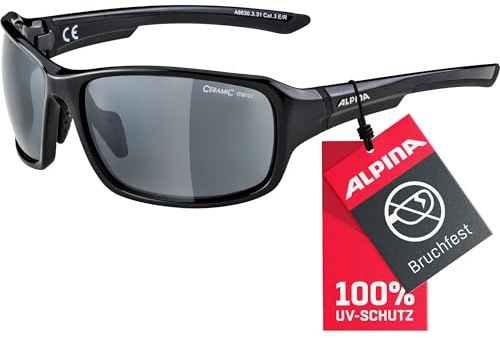 ALPINA LYRON - Verspiegelte und Bruchsichere Sport- & Fahrradbrille Mit 100% UV-Schutz Für Erwachsene, black-grey gloss, One Size