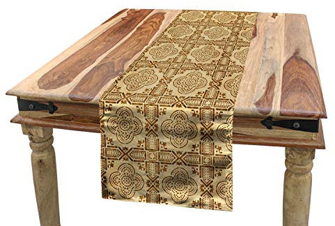 ABAKUHAUS orientalisch Tischläufer, marokkanische Quatrefoil, Esszimmer Küche Rechteckiger Dekorativer Tischläufer, 40 x 225 cm, Beige
