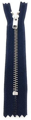 YKK Cerniera in metallo non separabile con cerniera in argento per gonne, pantaloni, borse, blu navy, 12 cm