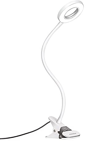 EYOCEAN LED Leselampe, Schreibtischlampe, Nachttischlampe, Klemmlampe Bett, Leselampe Bett für Schlafzimmer, Büro, Farbtemperatur und Helligkeit Einstellbar, Flexible Klemmlampe, Adapter enthalten