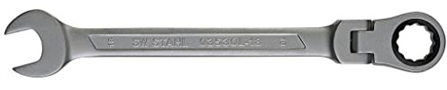 SW-Stahl 03530L-18 Gabelringratschenschlüssel 18 mm mit Gelenk, 72 Zähne | Chrom-Vanadium-Stahl, Ratschenfunktion & Maulschlüssel, 238 mm Länge, Ringschlüssel mit Gelenkkopf für Profis