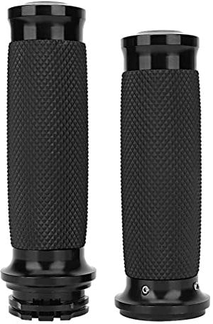 Gorgeri Motorrad Lenkergriffe, 1 Paar Universal Motorrad 25mm Handgriff Aluminium + Gummi Anti-Rutsch Lenker Griffabdeckung(Schwarz)
