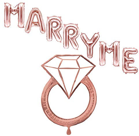 balloonfantasy Partyboutique Balloon Fantasy Marry me und Ring Luftballons/Deko für Heiratsantrag/Perfekte Idee Hochzeitsantrag/Farbe: roségold