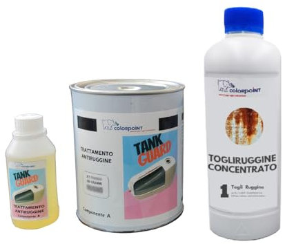 KIT Ripara Serbatoio Moto Proteggi Trattamento Ruggine protezione Bianco Grigio Rosso (Piccolo, Grigio)