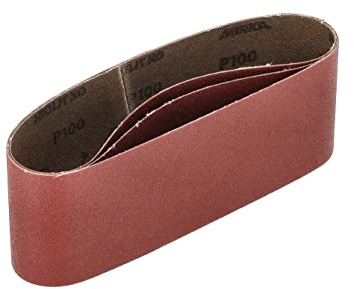 Mirka sanding belts Red 75x457mm grit P100 pack of 3 | High Quality Fabric Sanding Belts for Wood and Metal Compatible with Belt Sanders Durable and Efficient
