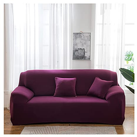 Daesar Sofaüberwurf Polyester XL, Überwürfe Sofabezug Ecksofa 195-230 Modern Violett Rot Couchbezug Stretch 3 Sitzer