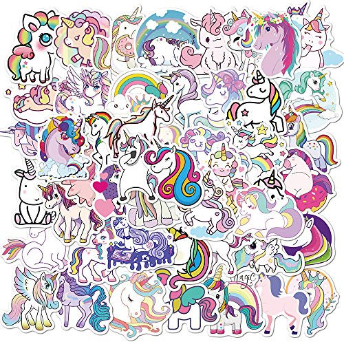 Einhorn Aufkleber 50 Stück, Kawaii Vinyl Stickers für Kinder Mädchen, Klein Graffiti VSCO Aufklebe Pack für Fahrrad, Skateboard, Laptop, Autos, Motorrad, Gepäck, Koffer, DIY Party Supplies