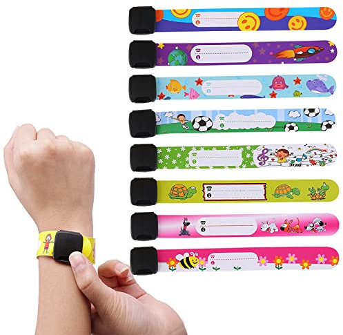 Identifikationsarmband für Kinder, notfall armband für kinder, Sicherheitsarmband, Anti-Verlust, für Kinder, wiederverwendbar, geeignet für Reisen, Spiele und Kinder (8 Stück)