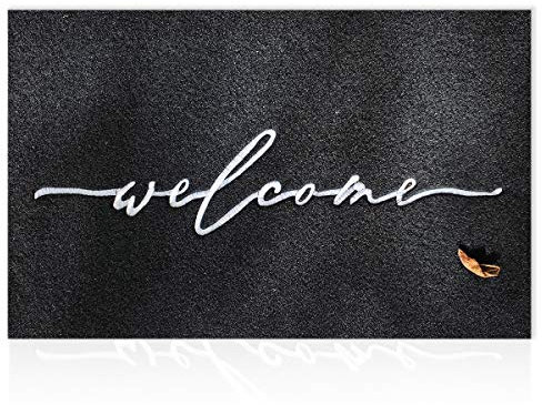 AAZZKANG Welcome Mat with Non Slip Rubber Backing Black Doormat Outdoor Ultra Absorb Mud Easy to Clean Front Door Mats for Indoor Entrance Black