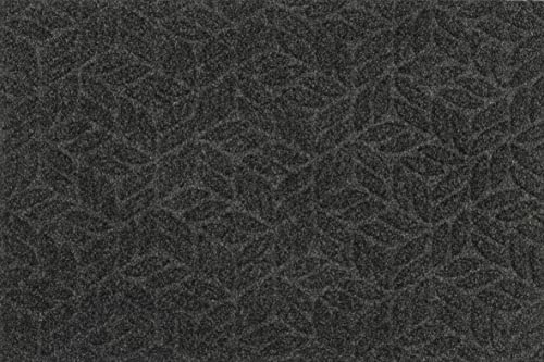 DUNE Leaves Dark Grey 60x90cm, innen und außen, waschbar