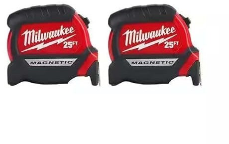 Milwaukee Kompaktes magnetisches Maßband mit 4,5 m Reichweite, 7,6 m x 3,8 cm, 2 Stück, 48-22-0325FX