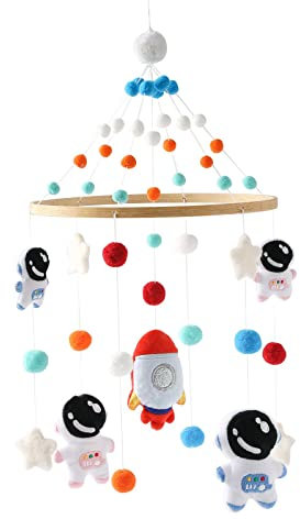 Móvil Cuna Bebe Montessori, Campanilla Astronauta Bebé Calmante, Cuna Bebe Campana de Cuna, Accesorios para Cuna de Bebe Adorno para Habitación de Los Niños