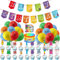38 PCS Blocks Theme Birthday Party Supplies Decoration Set Number Latex Balloons Happy Birthday Blocks Theme Party Supplies Happy Birthday Banner Cake and Cupcake Toppers for Kids’Birthday Decorations