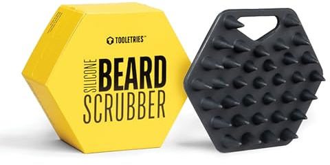 TOOLETRIES Silicone Beard Scrubber for Men, Beard Brush - Charcoal | Deep cleans facial hair to remove beardruff and oil build-up while boosting beard wash, shampoo and oil performance.