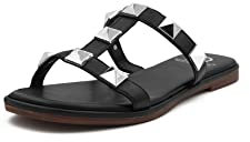QUEEN HELENA Sandalen Flach Damen Y5012 Schwarz, 37 EU
