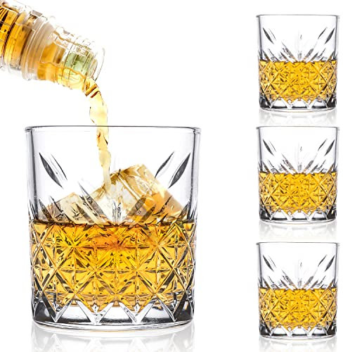 spar-home Whisky Glas Tumbler Trinkgläser Set Glas für Whiskey Wassergläser Whiskeygläser 345 ml (4 Stück)