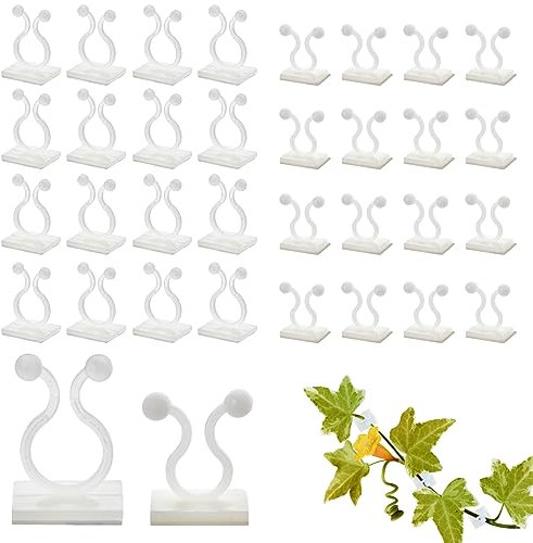 TMBMLPP 120 Stück Pflanzenclips,2 Größen Pflanzen Clips Wand,Wandbefestigung für Pflanzen,Pflanzenklammern Wand Selbstklebend für Pflanzen Sicherung Unterstützt (Weiß)