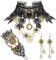 Steampunk Accessoires Damen, 3 Stück Retro Zahnräder Steampunk Halskette Ohrringe, Spitze Gotisch Choker Halskette Armbänder, Schwarz Gothic Schmuck Frauen Mädchen Für Halloween Karneval Kostüm