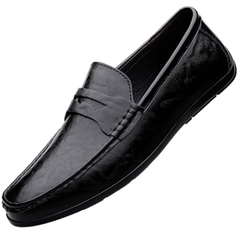 Xinghuanhua Herren Loafers Flache Unterseite Atmungsaktive Casual Leder Mokassins Handgemachte rutschfeste Fahren Business Schuhe Mokassin Weiche Leder Schuhe