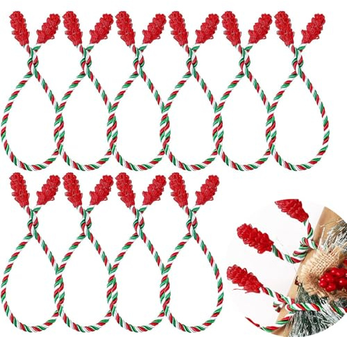 Oenothera 10 Stücke 40CM Garland Ties, Kranz Kabelbinder, Weihnachtsgirlanden Krawatten, Wiederverwendbare Kabelbinder, für Girlande, Geländer und Heimdekoration (Mehrfarbig)