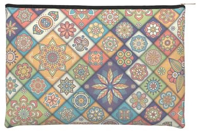 iapodiad Make-up-Tasche für Frauen, menschliches Skelett, kleine Make-up-Tasche, wasserdicht, lustige Kosmetiktaschen, Reißverschluss, Reise-Kulturbeutel, Orientalische Fliese, Einheitsgröße
