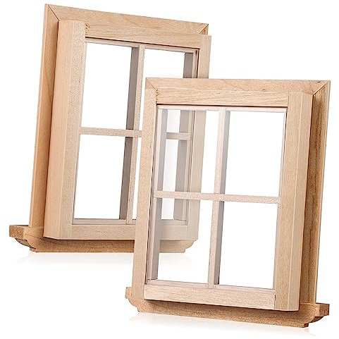 Toyvian 2 STK Vier-Fenster-Puzzle Winziges Fenster Puppenstubentüren Puppenhaus Aus Puppenhaus-Requisiten Puppenhausfenster Im Maßstab 1:12 Mini-holzfenster Birke Cosplay Möbel