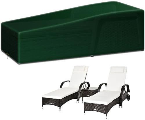 Funshot Gartenliege Abdeckung, 220x80x35/55cm, Outdoor Garten Sonnenliege Abdeckung wasserdicht, Anti-UV, Schutzhülle für Sonnenliege Liegestuhl Deckchair, Grün