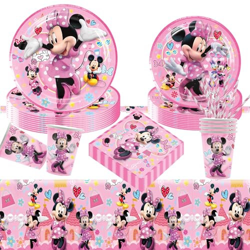 Juego de Vajilla de Fiesta de 51 Piezas para Cumpleaños Infantil - Decoración Con Platos, Vasos, Servilletas, Manteles, Pajitas - Para 10 Personas