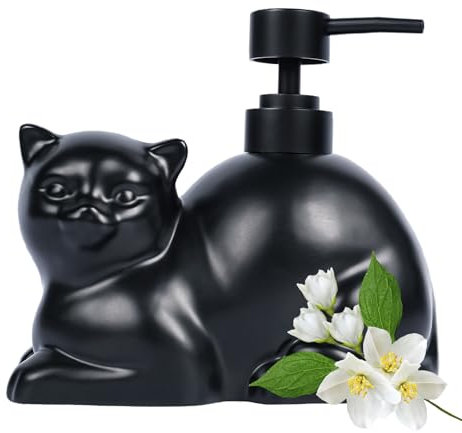 Amaauto Lustiger Seifenspender in Katzenform, nachfüllbar, für Flüssigseife, Lotion und ätherische Öle, für Küche und Badezimmer, 443 ml, Schwarz