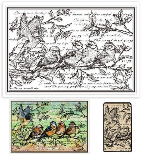 GLOBLELAND Vögel Auf Zweig Klare Stempel Zweig Hintergrund Silikon Klare Stempelsiegel Tier Transparente Stempel Für DIY Scrapbooking Karten Erstellen von Fotoalben Journalen