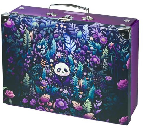 Baagl Kinderkoffer für Spielzeug und Schulbedarf, Pappkoffer, Spielzeugkoffer, Spielkoffer, Faltbarer Kinder Koffer, Faltkoffer, Klappkoffer mit Metalgriff (Jungle Panda)