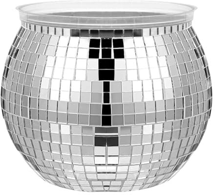Newest Disco Ball Flower Vase, Disco Planter - Silver Mirrors Glass Decor Vase for Table Centerpieces
