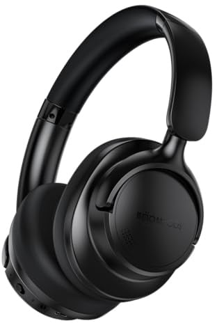 Boompods Headpods ANC+ Geräuschunterdrückende Kopfhörer - Over-Ear Bluetooth Kopfhörer mit Mikrofon, 55+ Std. Spielzeit und Pillowfoam-Polster, Faltbarer Over-Ear Headset und Reisetasche, Schwarz