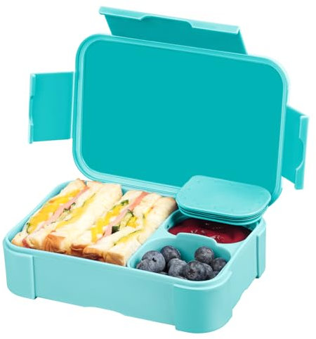 LEIKEEGO Brotdose Kinder mit Fächern 900ml Auslaufsicher Lunchbox Kinder Bento Box Jausenbox Kinder für Mädchen & Jungen (grün)