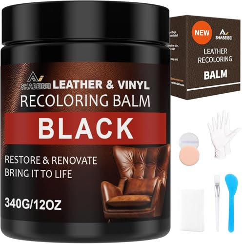 SHABEIBEI 340g Lederpflege Auto,Leder Reparatur Set,Schwarz Flüssigleder,Lederfarbe,Kunstleder Reparaturset Für Vinyl Möbel, Sofa, Autositze, Schuhe