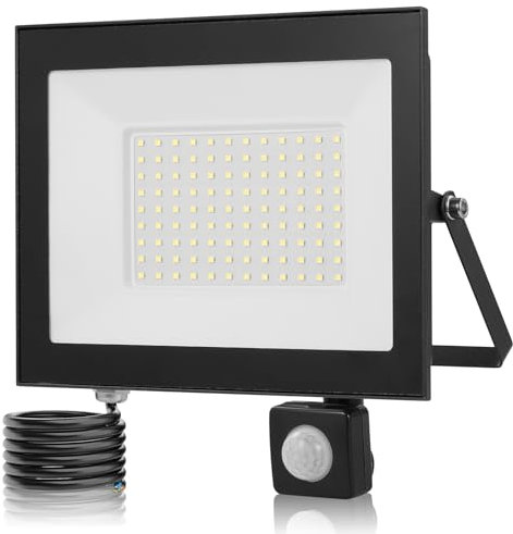 wowspeed LED Strahler mit Bewegungsmelder Außen - 100W 10000LM 6500K LED Strahler Bewegungsmelder, IP66 Wasserdicht LED Strahler, LED Strahler Außen für Garage, Hof, Hinterhof, Auffahrt, Flur, Garten